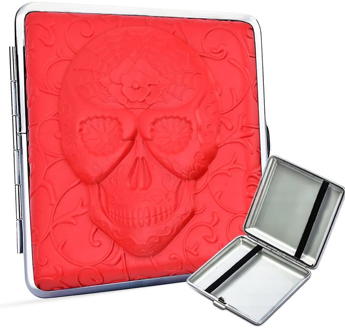 Sigarettendoosjes Skull Design - Rood - Kunstleer - 20 Sigaretten