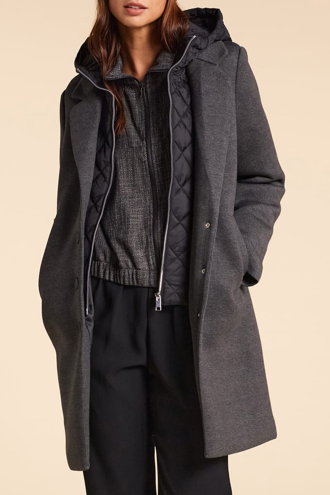 ICode Charcoal Coat With Detachable Facing Maat: 44 | Parka's Outlet | Dames | Grijs