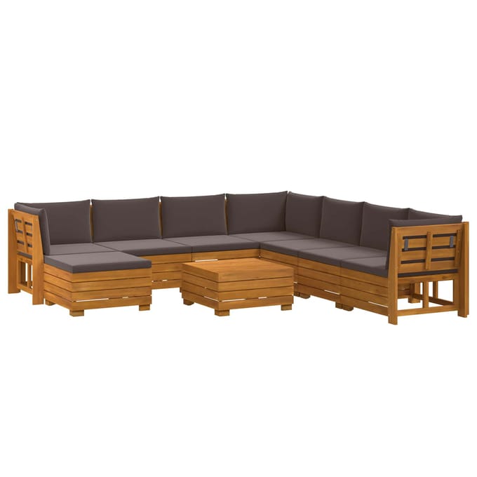 vidaXL - 9 - st - Buiten - bank - set - Massief - Acacia - Hout - Bruin