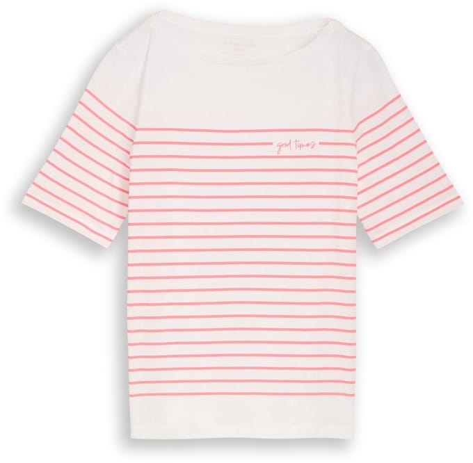 Tom Tailor - T-shirt met streepjesmotief - Maat M - Whisper White