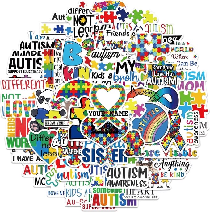 Autisme Stickers - 50 stuks - 5x6CM - Autism Awereness/Bewustwording