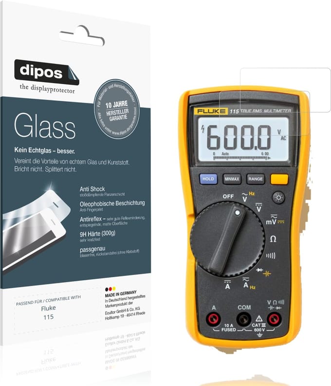 dipos – 2x Matte Pantserfolie geschikt voor Fluke 115 | 9H Screenprotector