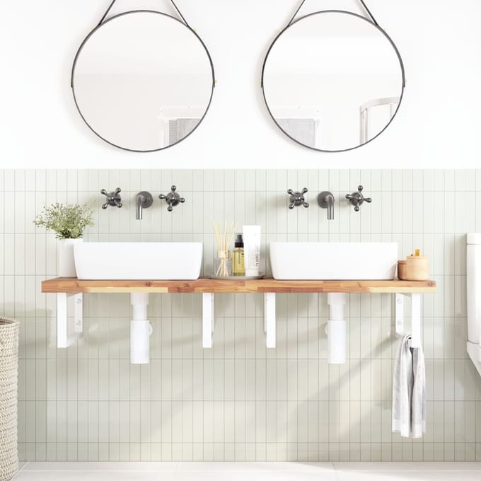 vidaXL - Badkamer - wandschap - staal - en - massief - acaciahout
