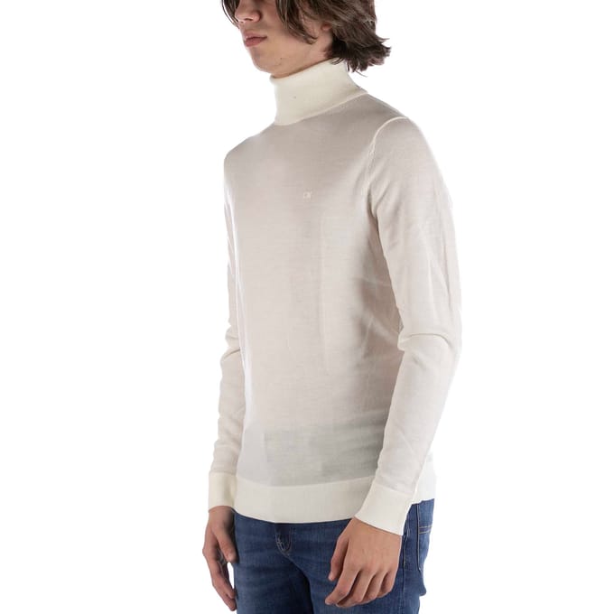 Calvin Klein Superior Wol Schildpad Crème Trui