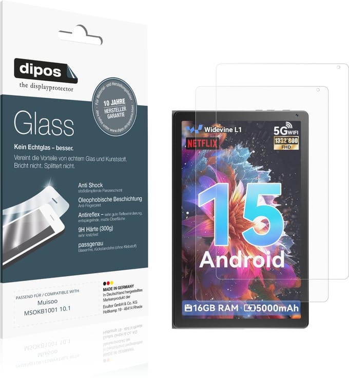 dipos – 2x Matte Pantserfolie geschikt voor Muisoo MSOKB1001 10.1 | 9H Screenprotector