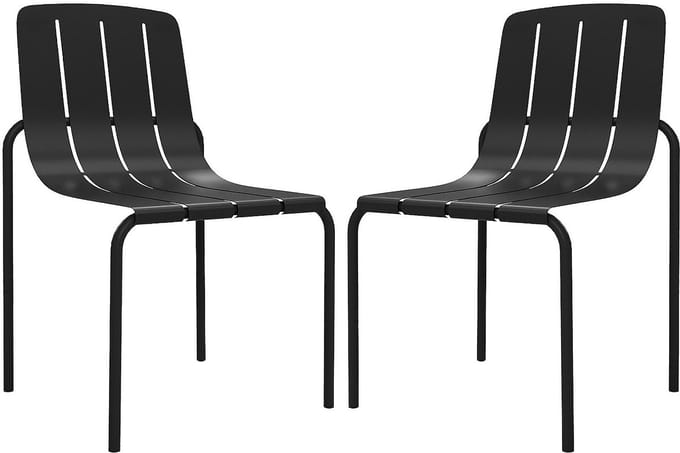 Vente-unique Set van 2 stapelbare metalen tuinstoelen - Zwart - BALVORA van MYLIA