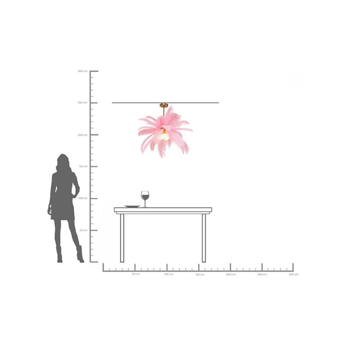 KARE hanglamp Feather Palm, roze, veren, Ø 87 cm, G9