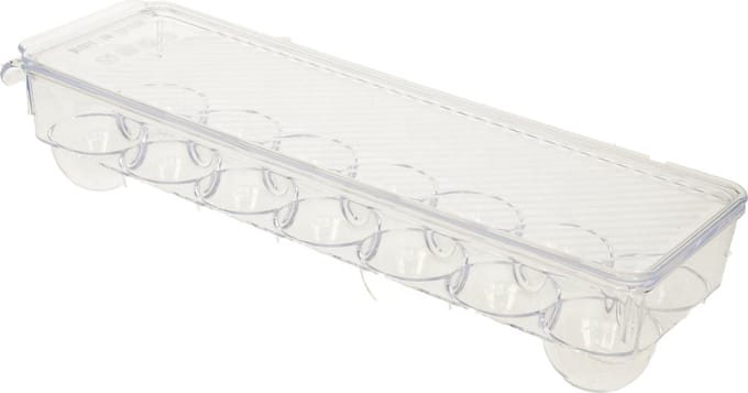 PlasticForte Eierdoos - koelkast organizer eierhouder - 14 eieren - transparant - kunststof - 37 x 11,5 cm