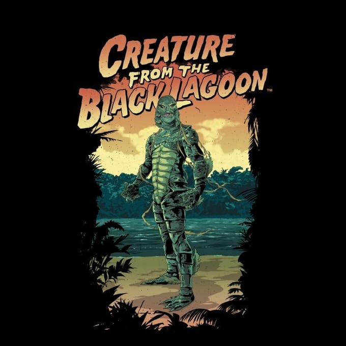 Universal Monsters Creature From The Black Lagoon Illustrated T-shirt - Zwart - L