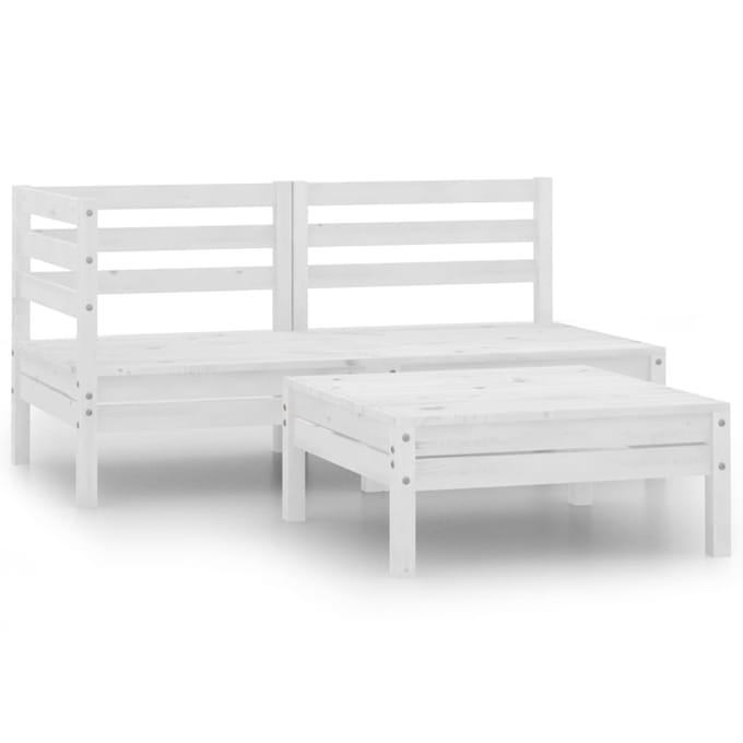 vidaXL - 3-delige - Loungeset - massief - grenenhout - wit