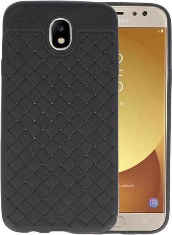 Zwart Geweven TPU case hoesje voor Samsung Galaxy J7 2017 / Pro