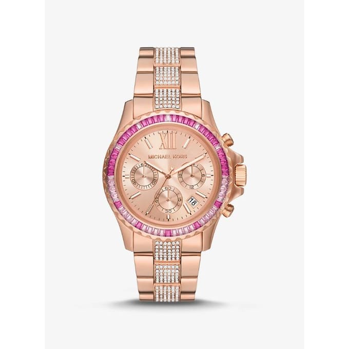 Michael Kors Oversized Everest Pavé Rosé Goudkleurig Horloge MK7211 rosé gouden kleur