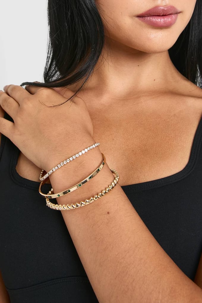 boohoo Dames Versierde Armband 3 Pack | Goud