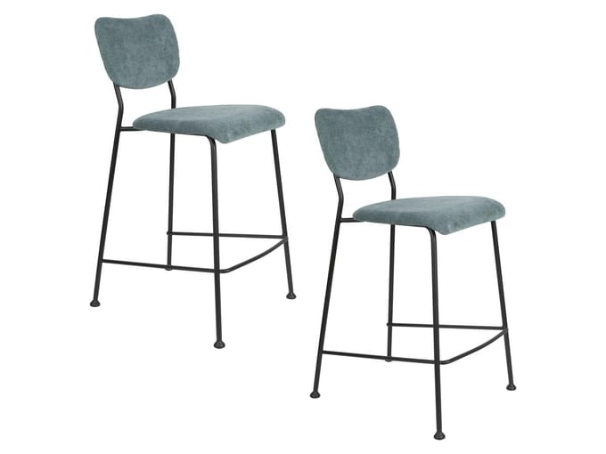 Zuiver Benson Barkrukken rugleuning 64,5 cm Grijs/ Blauw - Set van 2