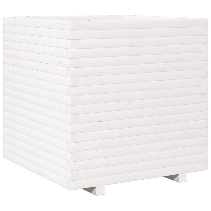 vidaXL - Plantenbak - 70x70x72 - cm - massief - grenenhout - wit