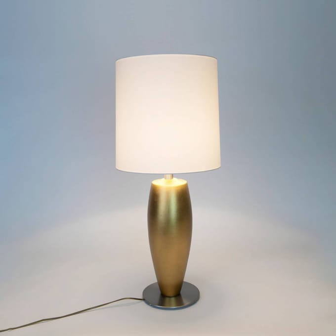 Holländer Tafellamp OMEGA SOTTILE, goud/wit, hoogte 80 cm, keramiek, E27