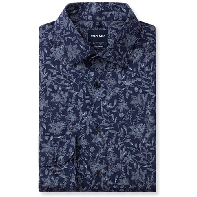 OLYMP Luxor 24/Seven Overhemd, Comfort Fit, New Kent, Marineblauw