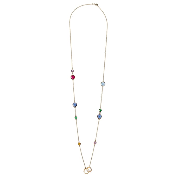 Orphelia ZK-7409/G - Ketting - Zilver 925 verguld - Multicolor Stenen - 90 cm