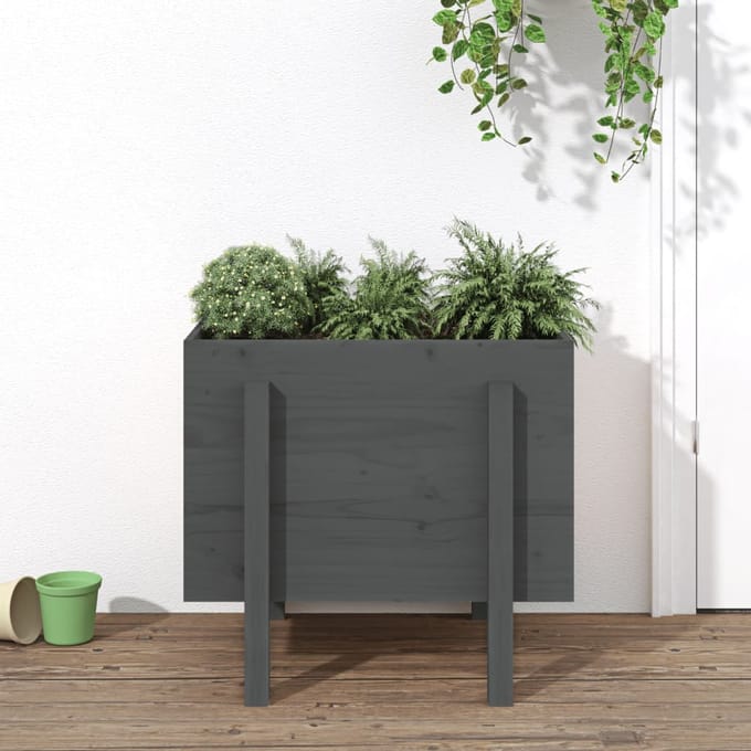 vidaXL - Plantenbak - 62x50x57 - cm - massief - grenenhout - grijs