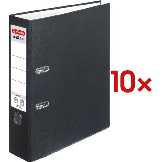 herlitz ordner maX.file protect, A4, rugbreedte 80 mm, zwart