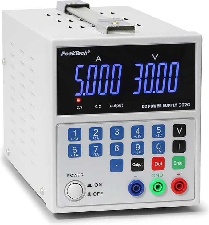 Digitale Laboratoriumvoeding 0-30 V/0,5A DC met USB, Overbelastingsbeveiliging en LED-display
