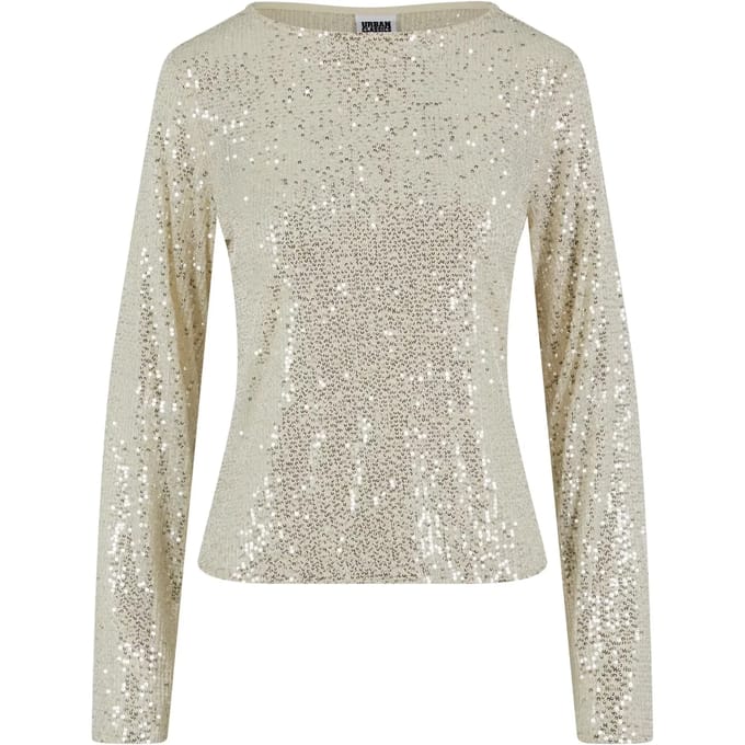 Urban Classics - Sequins Longsleeve top - 3XL - Creme
