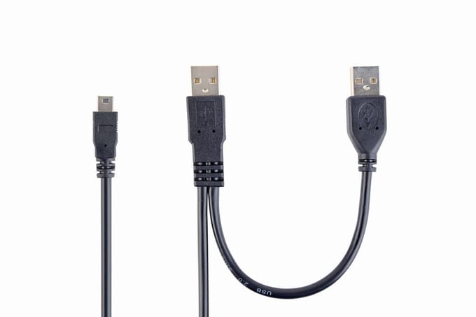CablExpert CCP-USB22-AM5P-3 - USB-kabel, 2x USB - mini USB (voeding + signaal)