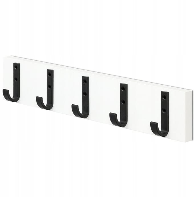 Universele Witte Wandkapstok 45cm met 5 Haken