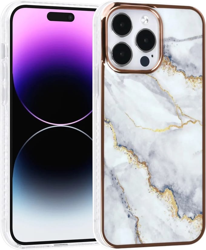TPU Back Cover hoesje - Marble Wit - Geschikt voor: iPhone 14 Pro Max