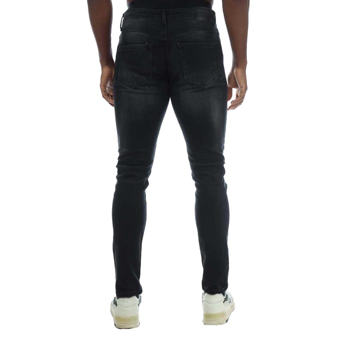 Duck and Cover Heren Overbug Tapered Jeans (Zwart)