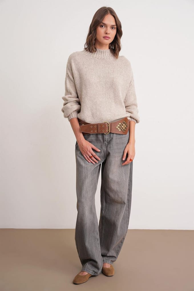 Relaxed Fit Crewneck Dikke Gebreide Trui