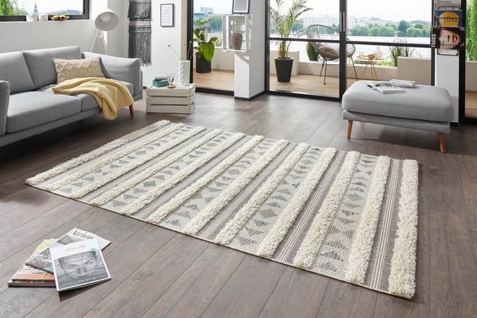 Berber vloerkleed - Handira crème/grijs 115x170