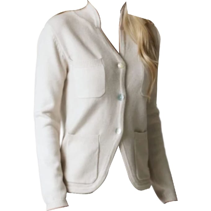 White Wise - Cardigan With Beige Pockets 18144