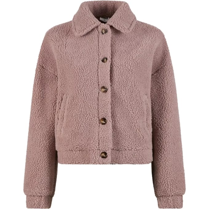Urban Classics - Short Sherpa Button Jacket - 3XL - Roze