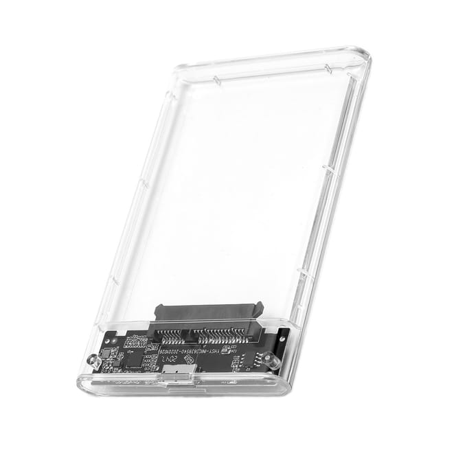 Boîtier SSD transparent 2,5 pouces SATA avec port série USB 3.0 haute vitesse pour disque dur mobile (Pas white