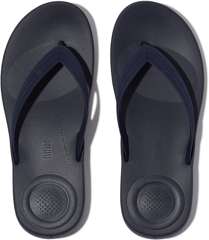 FitFlop Iqushion Mens Textured-Strap Flip-Flops Heren Slippers - Midnight Navy