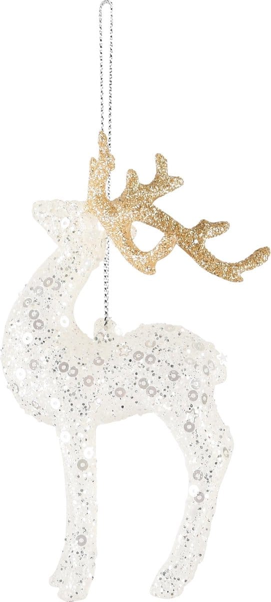 Dekoratief | Hanger rendier, goud/transparant, glas, 7x6x12cm | A245050