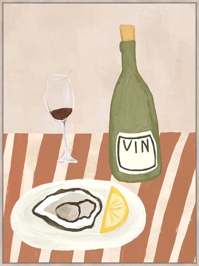 Schilderij Oysters and Wine 40x60cm