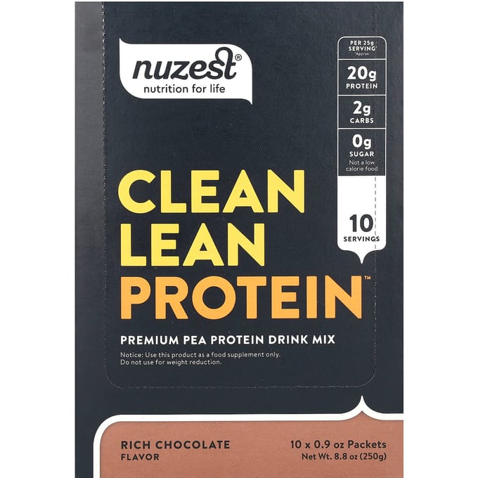 Nuzest, Clean Lean Protein, Chocolat Riche, 10 Sachets, 0,9 oz (25 grammes) par paquet