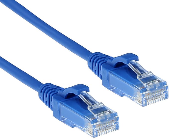 ACT Blauwe 0,15 meter LSZH U/UTP CAT6 datacenter slimline patchkabel snagless met RJ45 connectoren DC9630