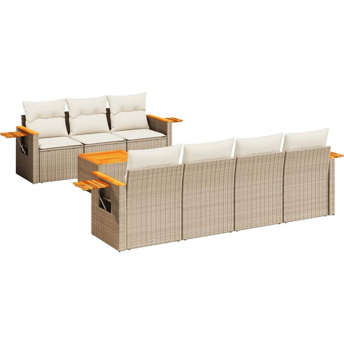 vidaXL - 8-delige - Loungeset - met - kussens - poly - rattan - beige