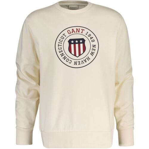 Gant Trui Graphic Crew Neck Sweatshirt Cream / male