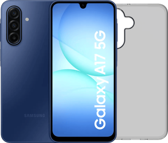 Samsung Galaxy A17 128GB Blauw 5G + BlueBuilt Back Cover Transparant