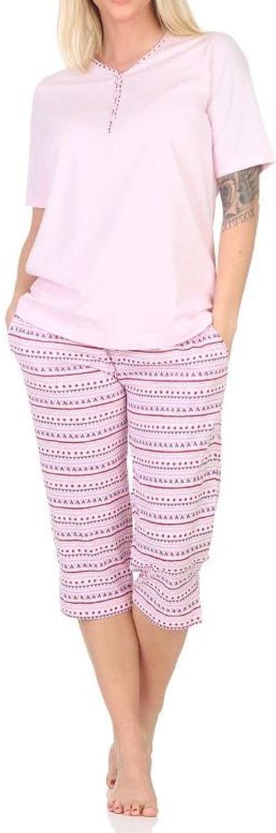 Normann dames capri pyjama met korte mouwen in Ethnolook - Ook in oversizes