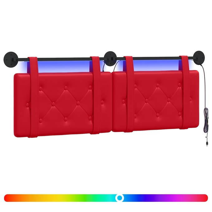 vidaXL - Hangend - hoofdbord - Met - LED-verlichting - Rood - Kunstleer