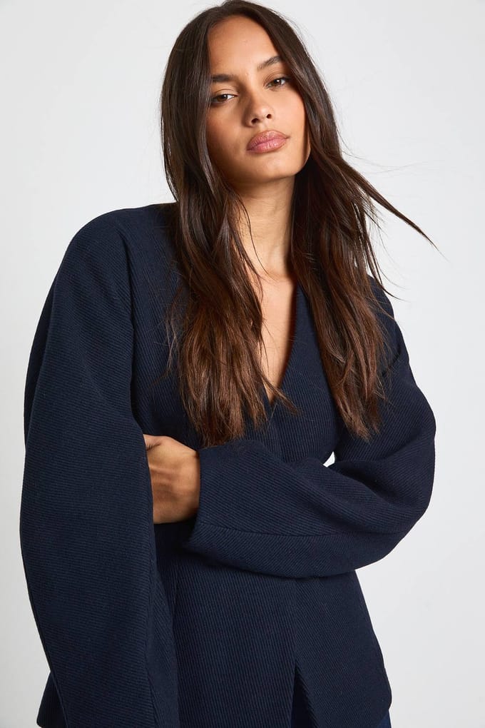 boohoo Dames Wollen-look gesyncht vest | Navy | Maat: 14