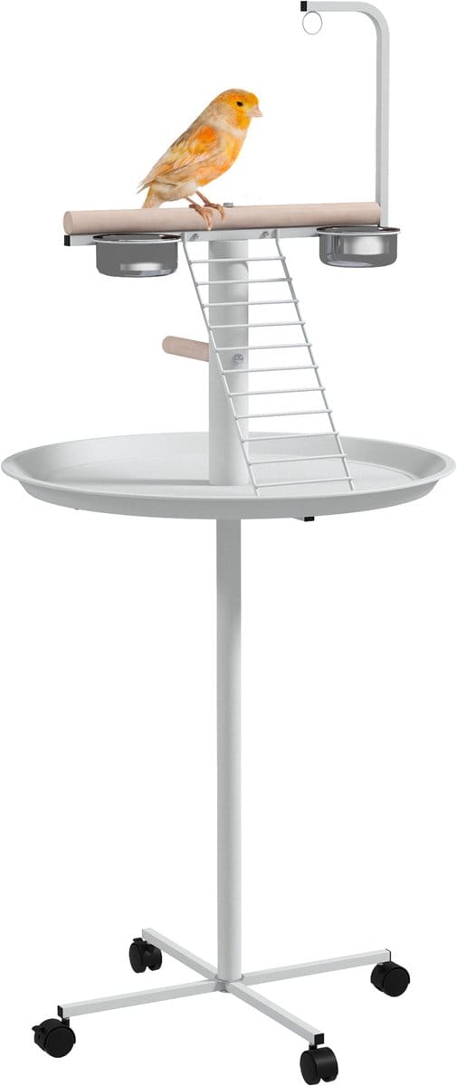 PawHut Vogelstandaard Staal, grenenhout Ø60 x 138H cm Wit