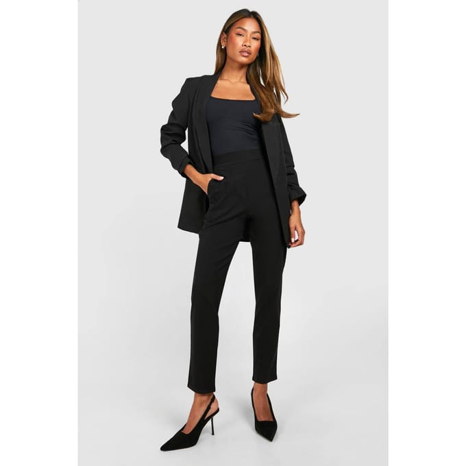 boohoo Dames Super Stretch Tapered Tailored Trouser | Zwart | Maat: 40