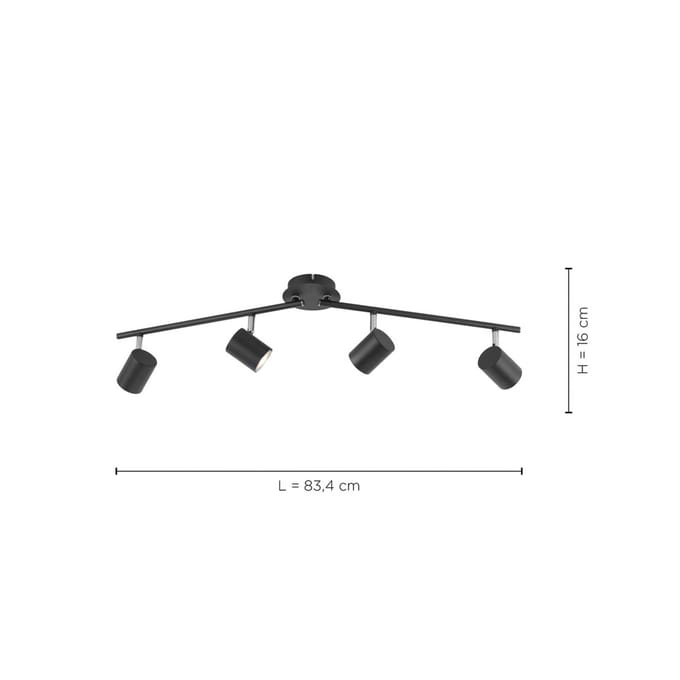 JUST LIGHT. GmbH Plafondspot Tarik GU10 4-lamps antraciet