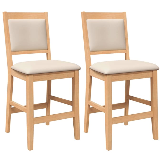 vidaXL - Barkrukken - met - kussens - 2 - stuks - natuurlijk - massief - hout - rubber